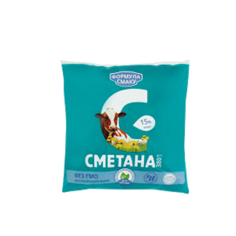 Сметана ФОРМУЛА СМАКУ 15%, 380г, плівка поліетиленова